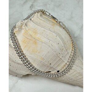 Sterling Silver Italian Triple Strand Ball Bead Bracelet - 7"